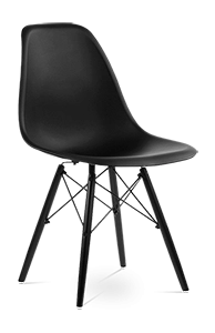Eames Style DSW Chair - Black & Black Legs