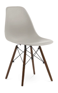 Eames Style DSW Chair - Beige & Walnut Legs