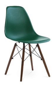 Eames Style DSW Chair - Forest Green & Walnut Legs