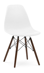 Eames Style DSW Chair - White & Walnut Legs