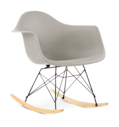 Eames Style RAR Rocking Chair - Beige, Black Legs & Beech Runners