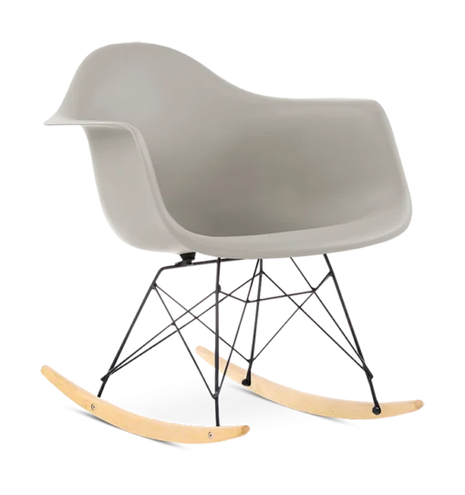 Eames Style RAR Rocking Chair - Beige, Black Legs & Beech Runners