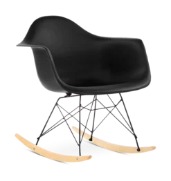 Eames Style RAR Rocking Chair - Black, Black Legs & Beech Runners