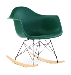 Eames Style RAR Rocking Chair - Forest Green, Black Legs & Beech Runners