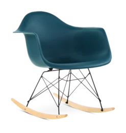 Eames Style RAR Rocking Chair - Ocean, Black Legs & Beech Runners