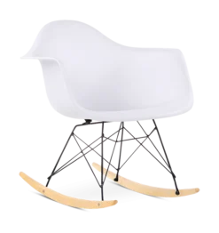 Eames Style RAR Rocking Chair - White, Black Legs & Beech Runners