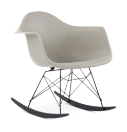 Eames Style RAR Rocking Chair - Beige, Black Legs & Black Runners