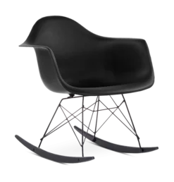 Eames Style RAR Rocking Chair - Black, Black Legs & Black Runners