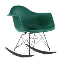 Eames Style RAR Rocking Chair - Forest Green, Black Legs & Black Runners