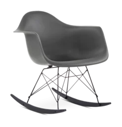 Eames Style RAR Rocking Chair - Dark Grey, Black Legs & Black Runners