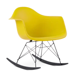 Eames Style RAR Rocking Chair - Mustard, Black Legs & Black Runners
