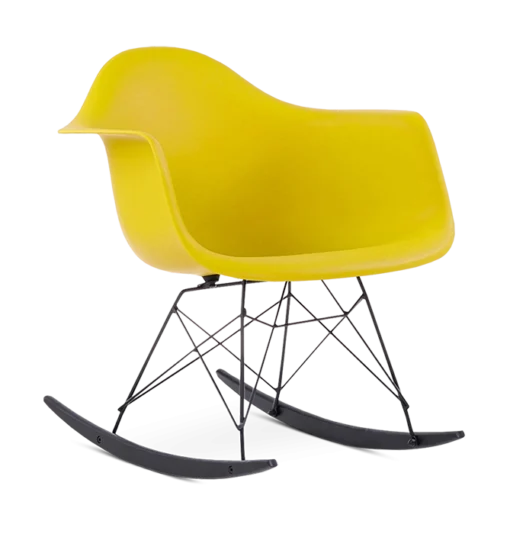 Eames Style RAR Rocking Chair - Mustard, Black Legs & Black Runners