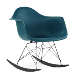 Eames Style RAR Rocking Chair - Ocean, Black Legs & Black Runners