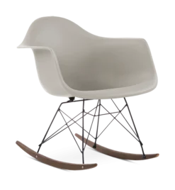 Eames Style RAR Rocking Chair - Beige, Black Legs & Walnut Runners