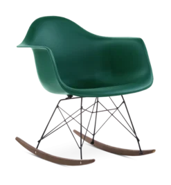 Eames Style RAR Rocking Chair - Forest Green, Black Legs & Walnut Runners
