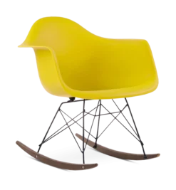 Eames Style RAR Rocking Chair - Mustard, Black Legs & Walnut Runners