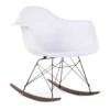 Eames Style RAR Rocking Chair - White, Black Legs & Walnut Runners