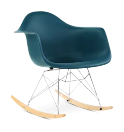 Eames Style RAR Rocking Chair - Ocean, Chrome Legs & Beech Runners