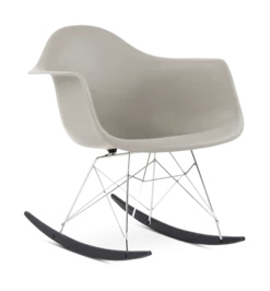 Eames Style RAR Rocking Chair - Beige, Chrome Legs & Black Runners