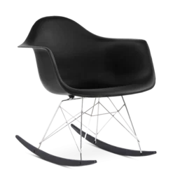 Eames Style RAR Rocking Chair - Black, Chrome Legs & Black Runners