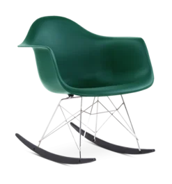 Eames Style RAR Rocking Chair - Forest Green, Chrome Legs & Black Runners