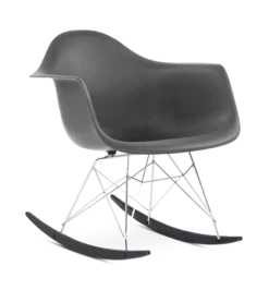 Eames Style RAR Rocking Chair - Dark Grey, Chrome Legs & Black Runners