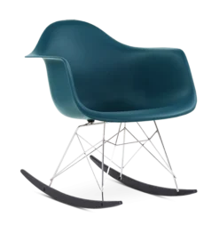 Eames Style RAR Rocking Chair - Ocean, Chrome Legs & Black Runners
