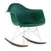 Eames Style RAR Rocking Chair - Forest Green, Chrome Legs & Walnut Runners