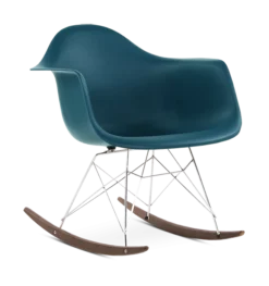 Eames Style RAR Rocking Chair - Ocean, Chrome Legs & Walnut Runners