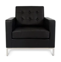 Knoll Style Armchair - Black Leather