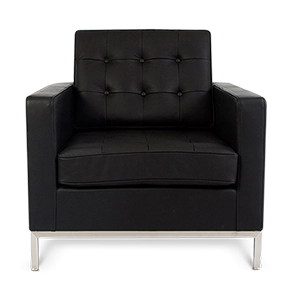 Knoll Style Armchair - Black Leather