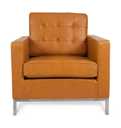 Knoll Style Armchair - Tan Brown Leather
