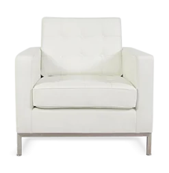 Knoll Style Armchair - White Leather