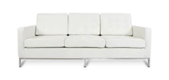 Knoll Style Three Seater Sofa - White Leather
