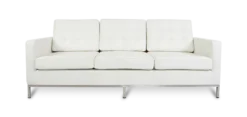 Knoll Style Three Seater Sofa - White Leather - OUTLET STOCK