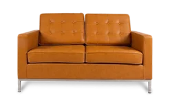 Knoll Style Two Seater Sofa - Tan Brown Leather