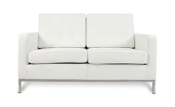 Knoll Style Two Seater Sofa - White Leather