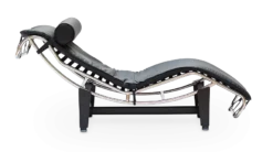 Corbusier Style LC4 Chaise - Black Leather