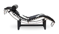 Corbusier Style LC4 Chaise - Black & White Pony Hide
