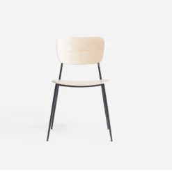 Freja - Wooden Dining Chair With Black Metal Legs