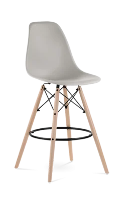 Eames Style Eiffel Bar Stool - Beige & Beech Legs