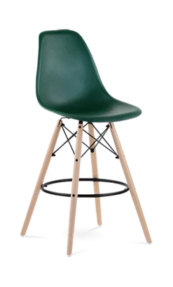 Eames Style Eiffel Bar Stool - Forest Green & Beech Legs
