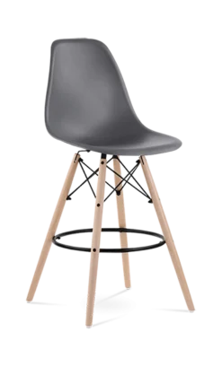Eames Style Eiffel Bar Stool - Dark Grey & Beech Legs