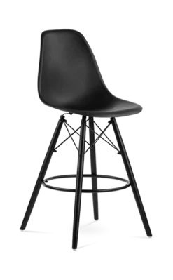Eames Style Eiffel Bar Stool - Black & Black Legs