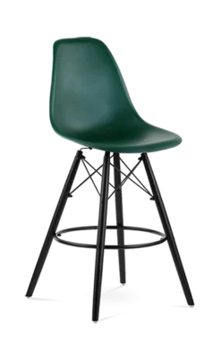 Eames Style Eiffel Bar Stool - Forest Green & Black Legs