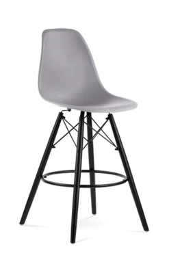 Eames Style Eiffel Bar Stool - Mid Grey & Black Legs
