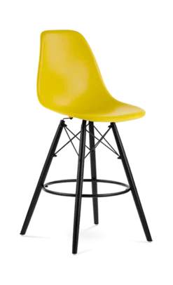 Eames Style Eiffel Bar Stool - Mustard & Black Legs
