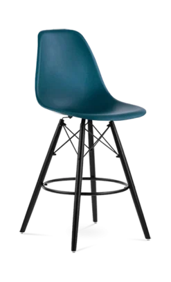 Eames Style Eiffel Bar Stool - Ocean & Black Legs