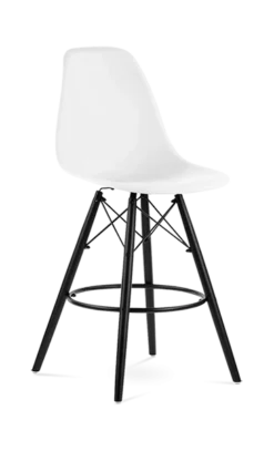 Eames Style Eiffel Bar Stool - White & Black Legs