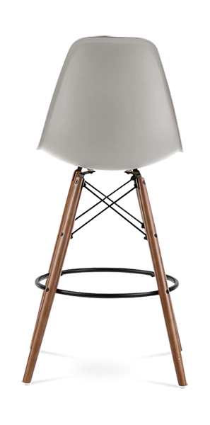 Eames Style Eiffel Bar Stool - Beige & Walnut Legs - Image 5